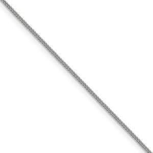 0.8mm 14k White Gold Diamond Cut Square Wheat Chain Necklace, 24 Inch